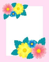 Floral frame decorated with flowers flat style. Vector holiday card template