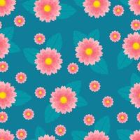 Pink gerberas seamless pattern, Vector pattern with pink flowers and leaves. Print for fabric and textiles