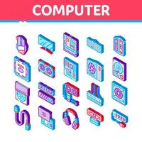 Computer Technology Isometric Icons Set Vector Illustration