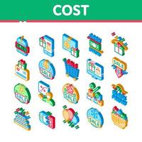 Cost Reduction Sale Isometric Icons Set Vector