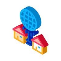 houses internet connection isometric icon vector illustration