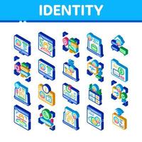 Digital Identity User Isometric Icons Set Vector