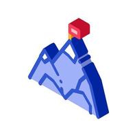 Mountain With Flag On Peak Alpinism isometric icon vector