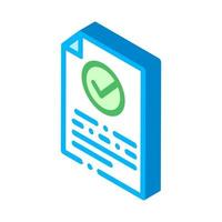 Document Text File With Approved Mark isometric icon vector