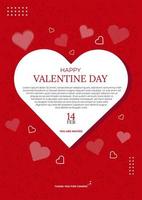 Red Valentine's Day party invitation flyer and invitation card template in a4 size vector