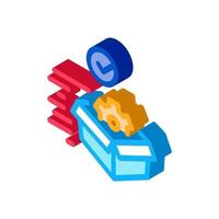 mechanical gear in box, fast delivery isometric icon vector illustration