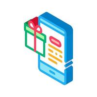 online shopping phone application and gift for customer isometric icon vector illustration