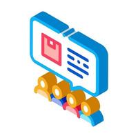 people discussing about company products isometric icon vector illustration