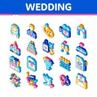 Wedding Vector Isometric Icons Set