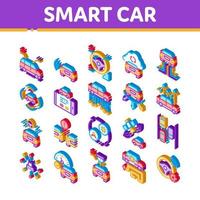 Smart Car Technology Isometric Icons Set Vector