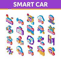 Smart Car Technology Isometric Icons Set Vector