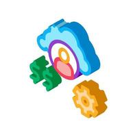 human working for money isometric icon vector illustration