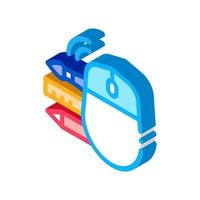 computer mouse pen pencil and ruler isometric icon vector illustration