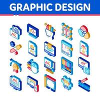 Graphic Design And Isometric Icons Set Vector