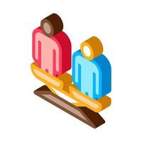 different race human balance on scales isometric icon vector illustration