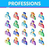 Professions People Isometric Icons Set Vector