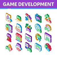 Video Game Development Isometric Icons Set Vector