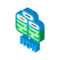 sushi roll dish isometric icon vector illustration