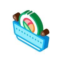 sushi roll in sauce isometric icon vector illustration