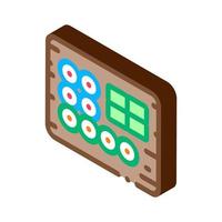 sushi roll set on desk isometric icon vector illustration