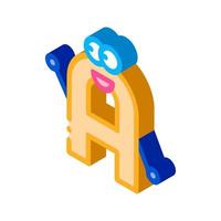 alfabeto juguete isométrica icono vector ilustración color