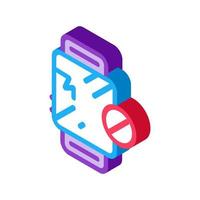 watch broken glass isometric icon vector illustration