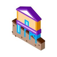 mixed type of built foundation isometric icon vector illustration