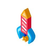 firework rocket isometric icon vector illustration