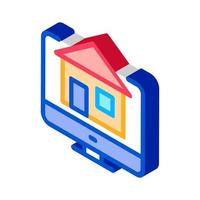 house on computer display isometric icon vector illustration