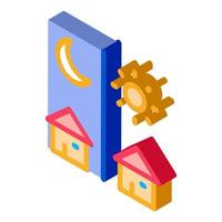 day and night remote work isometric icon vector illustration