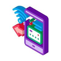 pay pass smartphone app isometric icon vector illustration