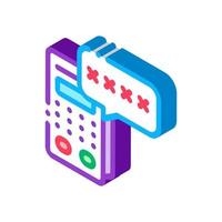 pos terminal pin code isometric icon vector illustration