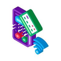 pos terminal and pay pass card isometric icon vector illustration