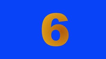 Number 6 animation with blue background video