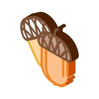 acorn nut isometric icon vector illustration