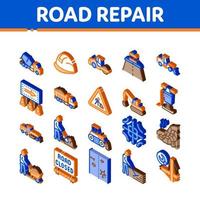 Road Repair And Construction Icons Set Vector