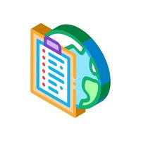 earth sphere and task paper list on clipboard isometric icon vector illustration