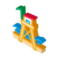 rescue beach tower isometric icon vector illustration
