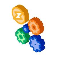 electro car lightning and gears isometric icon vector illustration
