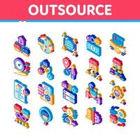 Outsource Management Isometric Icons Set Vector