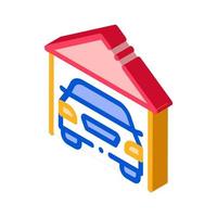 Garage Shed With Car Vehicle isometric icon vector illustration