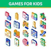 Interactive Kids Games Vector Isometric Icons Set