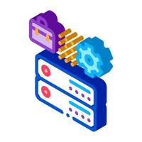 business case gear and cards isometric icon vector illustration