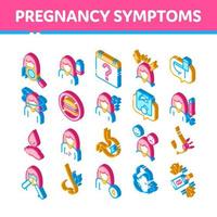 Symptomps Of Pregnancy Element Vector Isometric Icons Set