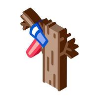 tree ax isometric icon vector illustration