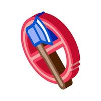 crossed out ax isometric icon vector illustration