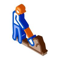 worker digging isometric icon vector illustration