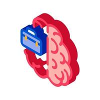 business case and brain isometric icon vector illustration