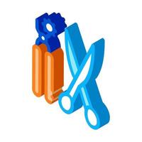 leather craft scissors and punch tool isometric icon vector illustration