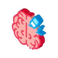 cerebro mente borrar borrador icono isométrico ilustración vectorial vector